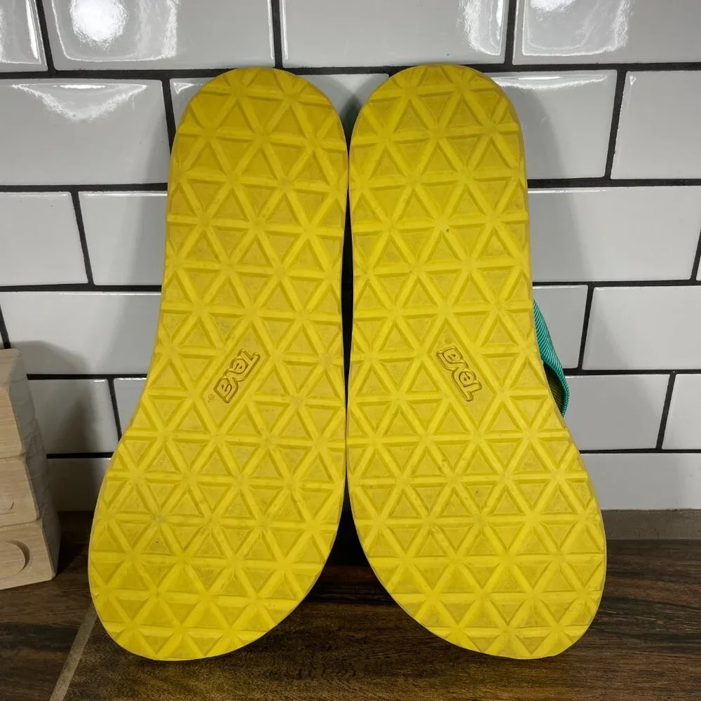Teva Original Flip Women's Size 9 Shoes Green Yellow Comfort Thong Sandal_7